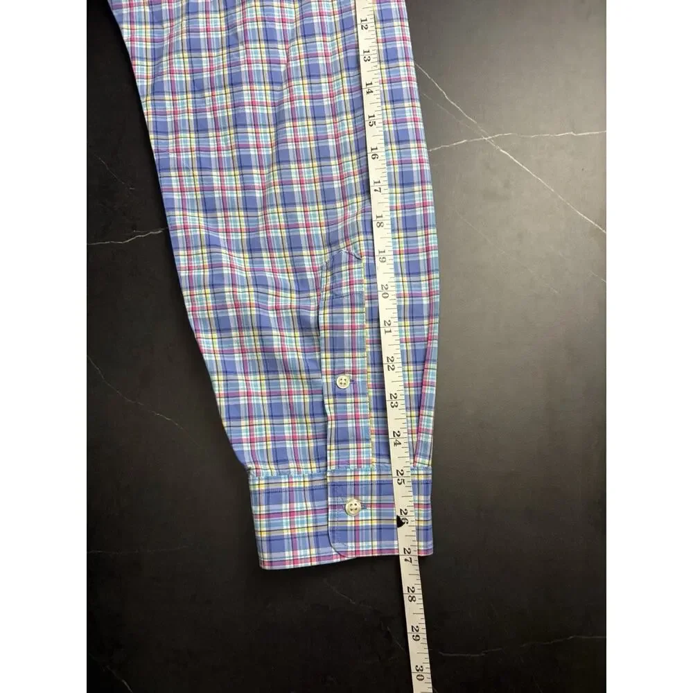 Polo Ralph Lauren Shirt Men’s XXL Blue Multicolor Plaid Cotton Button Down Pony